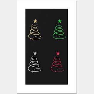 Minimalistic Faux Glitter Star Christmas Tree Pack Posters and Art